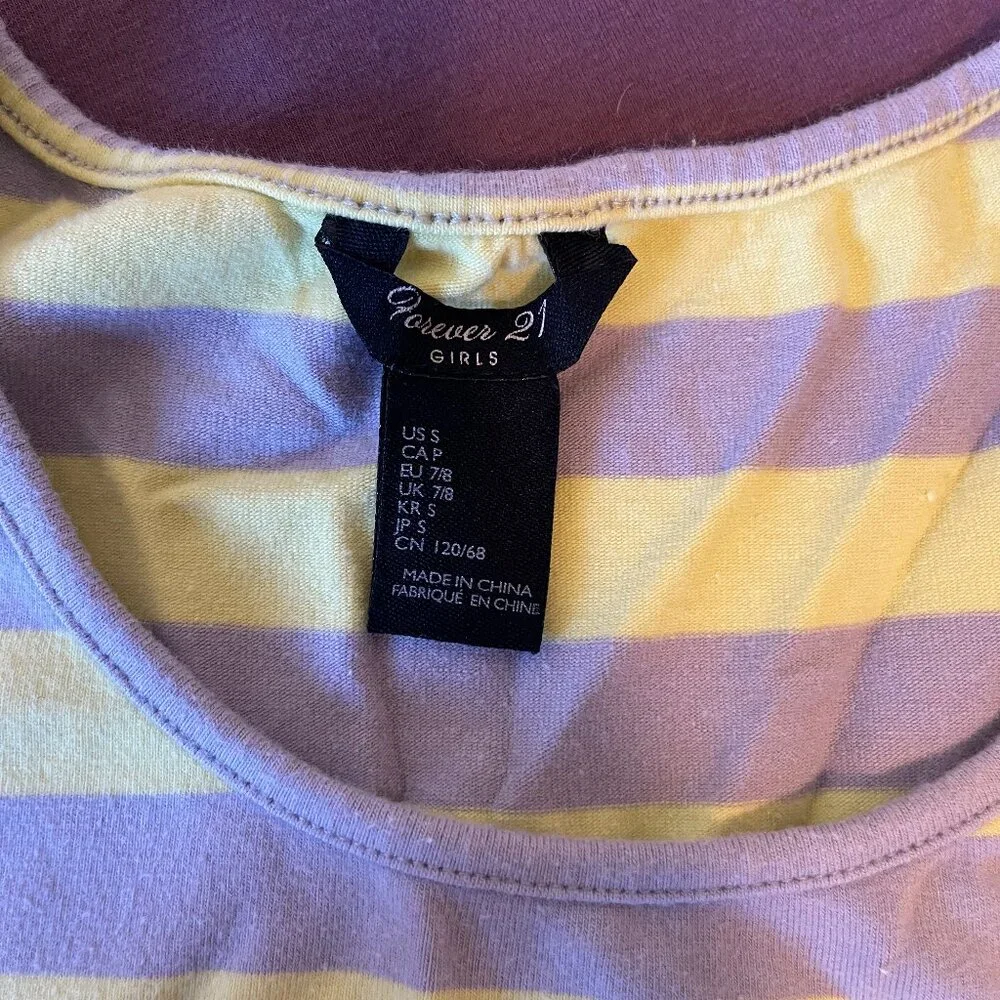 Small 7/8 Purple & Yellow Girls Strip Dress - NEW